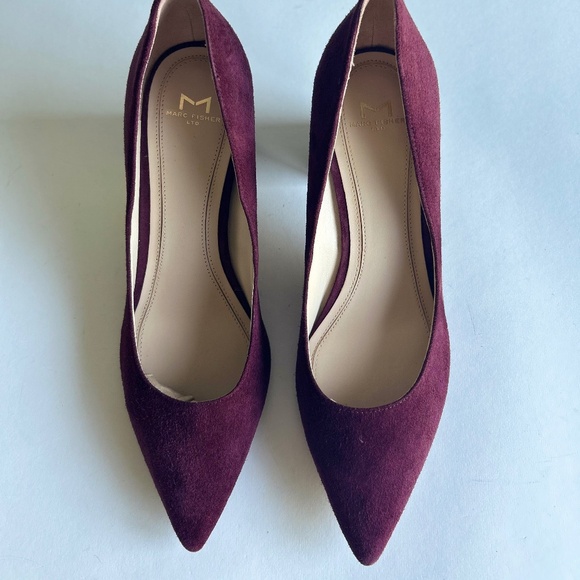 Marc Fisher Burgundy Suede Genuine Leather Point Toe Pumps size 7.5 - Picture 6 of 15